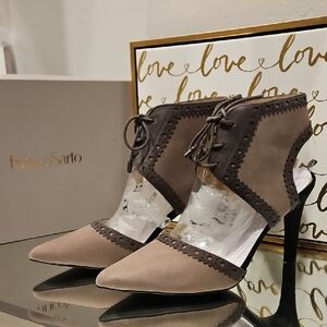 NIB Franco Sarto Women's Grey Lace-Up Heels